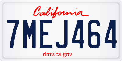 CA license plate 7MEJ464