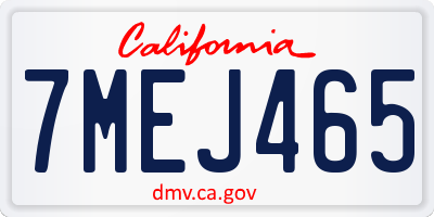 CA license plate 7MEJ465