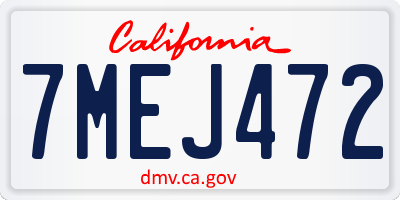CA license plate 7MEJ472
