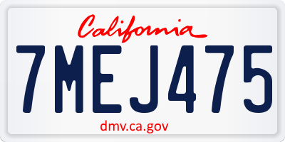 CA license plate 7MEJ475