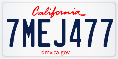CA license plate 7MEJ477