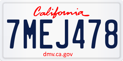 CA license plate 7MEJ478