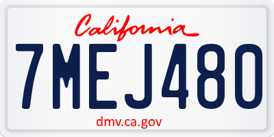 CA license plate 7MEJ480