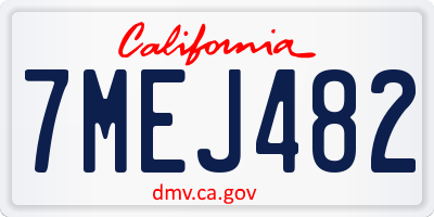 CA license plate 7MEJ482