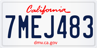 CA license plate 7MEJ483