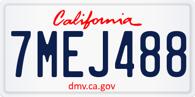 CA license plate 7MEJ488