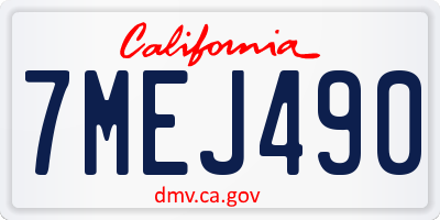 CA license plate 7MEJ490