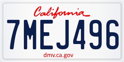 CA license plate 7MEJ496
