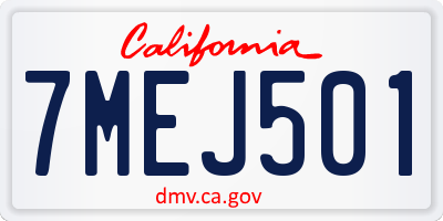 CA license plate 7MEJ501