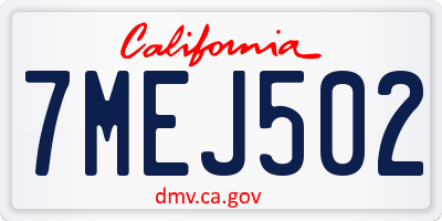 CA license plate 7MEJ502
