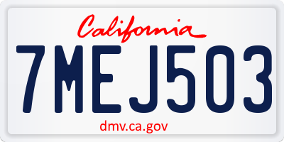 CA license plate 7MEJ503