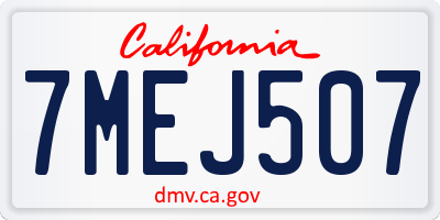 CA license plate 7MEJ507