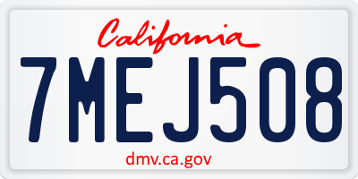 CA license plate 7MEJ508