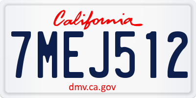 CA license plate 7MEJ512