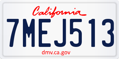 CA license plate 7MEJ513
