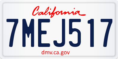 CA license plate 7MEJ517