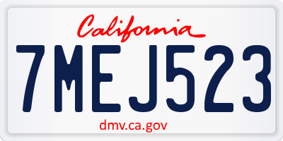 CA license plate 7MEJ523