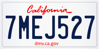 CA license plate 7MEJ527