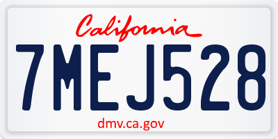 CA license plate 7MEJ528