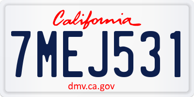 CA license plate 7MEJ531
