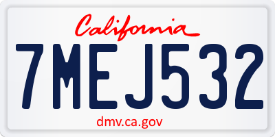 CA license plate 7MEJ532