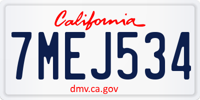 CA license plate 7MEJ534