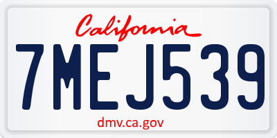 CA license plate 7MEJ539