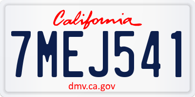 CA license plate 7MEJ541