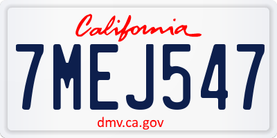 CA license plate 7MEJ547