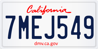 CA license plate 7MEJ549