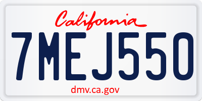 CA license plate 7MEJ550