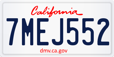 CA license plate 7MEJ552