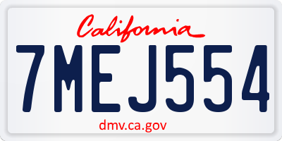 CA license plate 7MEJ554