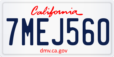 CA license plate 7MEJ560