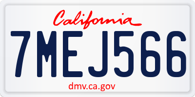 CA license plate 7MEJ566