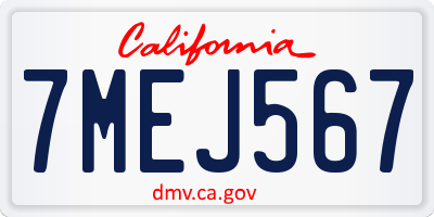 CA license plate 7MEJ567