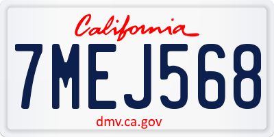 CA license plate 7MEJ568