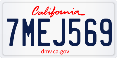 CA license plate 7MEJ569