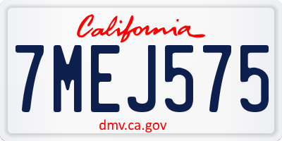 CA license plate 7MEJ575