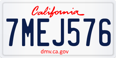 CA license plate 7MEJ576