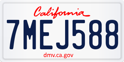 CA license plate 7MEJ588