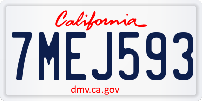 CA license plate 7MEJ593