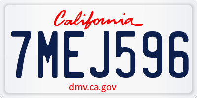 CA license plate 7MEJ596