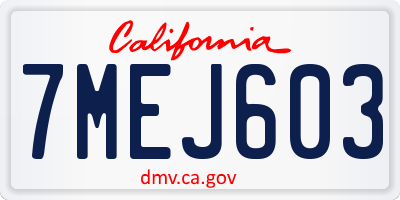 CA license plate 7MEJ603