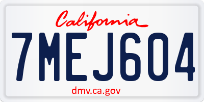 CA license plate 7MEJ604
