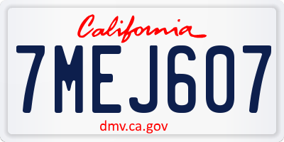 CA license plate 7MEJ607