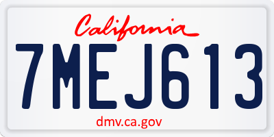 CA license plate 7MEJ613