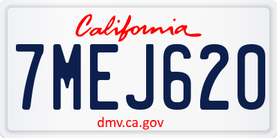 CA license plate 7MEJ620