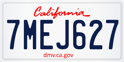 CA license plate 7MEJ627