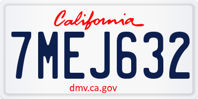 CA license plate 7MEJ632
